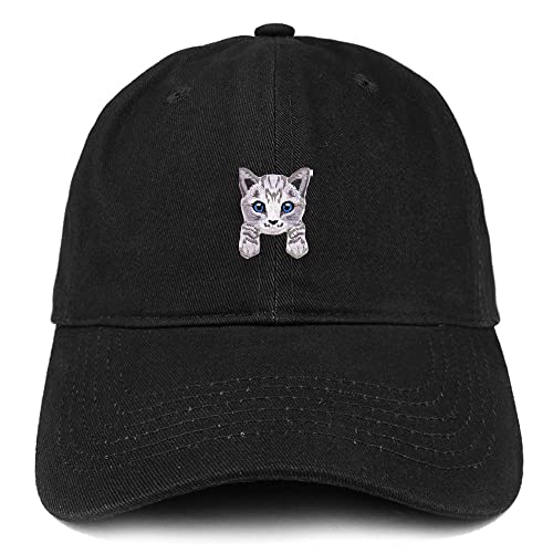 Trendy Apparel Shop Grey Tabby Cat Kitten Patch Low Profile Soft Cotton Baseball Cap