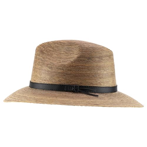 Trendy Apparel Shop Men's Plam Braid Fedora Hat with Leather Band