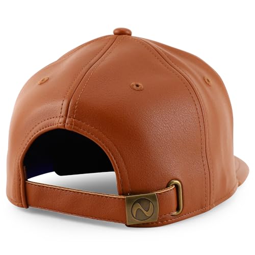 Trendy Apparel Shop Structured 6 Panel Flatbill PU Leather Baseball Cap