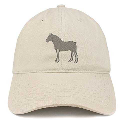 Trendy Apparel Shop Small Draft Horse Embroidered Soft Crown 100% Brushed Cotton Cap