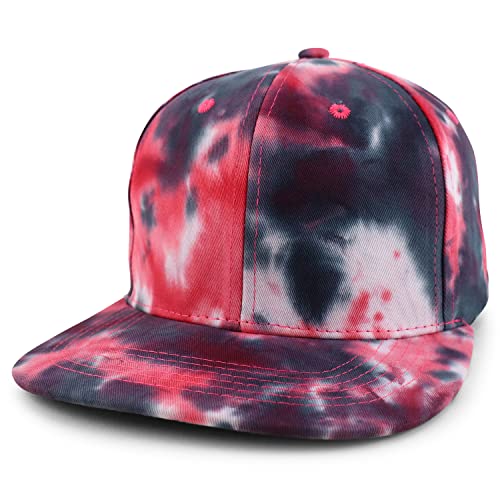 Trendy Apparel Shop Plain 100% Cotton Tie Dyed Pattern Flatbill Snapback Baseball Cap