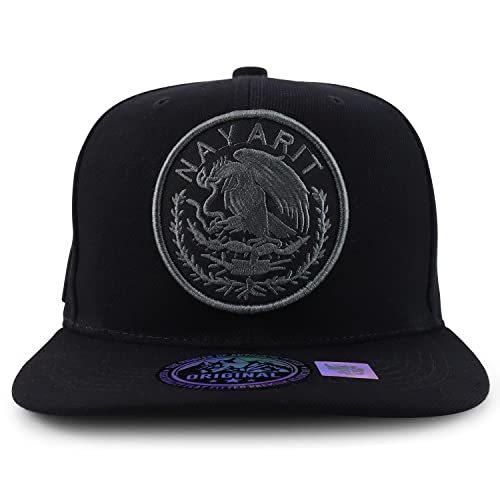 Trendy Apparel Shop Cities of Mexico Circular Logo Embroidered Flatbill Snapback Baseball Cap