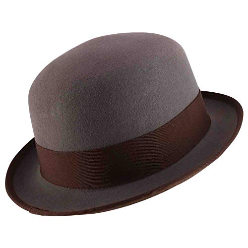 Trendy Apparel Shop Men's Wool Felt Upturn Brim Round Bowler Hat
