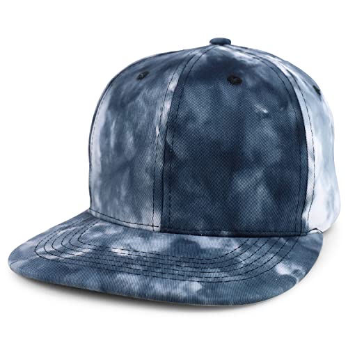Trendy Apparel Shop Plain 100% Cotton Tie Dyed Pattern Flatbill Snapback Baseball Cap