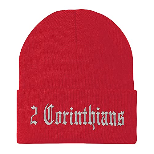 Trendy Apparel Shop 2 Corinthians Old English Embroidered Long Cuff Beanie