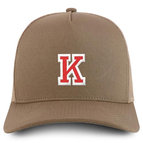 Trendy Apparel Shop Letter K Varsity Font 5 Panel Structured Trucker Cap