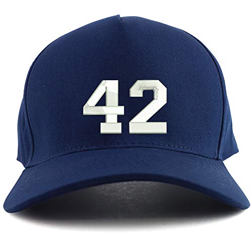 Trendy Apparel Shop Number 42 Collegiate Varsity Font Embroidered Oversized 5 Panel XXL Baseball Cap