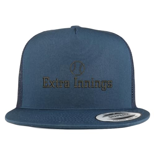 Trendy Apparel Shop Football Extra Innings Embroidered 5 Panel Flatbill Trucker Mesh Cap