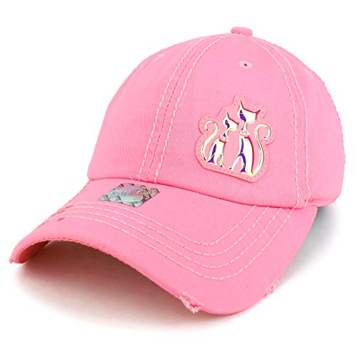 Trendy Apparel Shop Two Cats High Frequency Patch Frayed Women's Baseball Cap