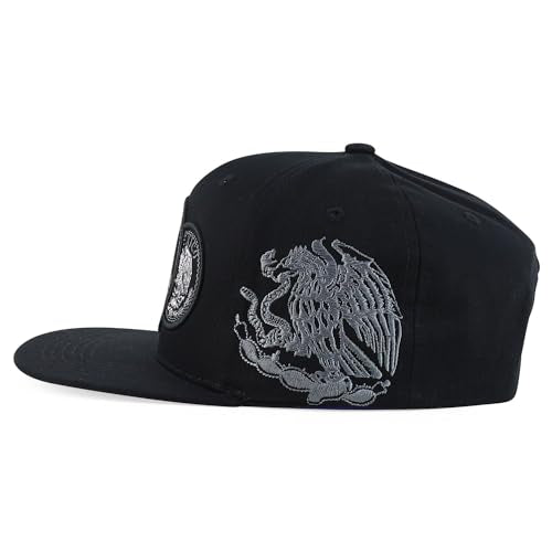 Trendy Apparel Shop Circular Mexico Eagle Embroidered Flatbill Snapback Cap