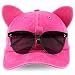 Trendy Apparel Shop Washed Cotton Cat Ear Baseball Cap with Sunglasses Holder