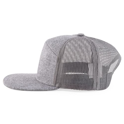 Trendy Apparel Shop Structured Flat Bill Camper Style Turcker Cap