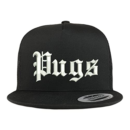Trendy Apparel Shop Old English Pugs 5 Panel Flatbill Trucker Cap