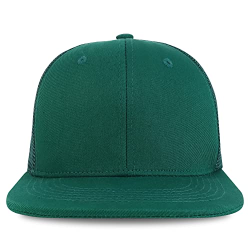 Trendy Apparel Shop Plain Solid Cotton Mesh Flatbill Snapback Cap