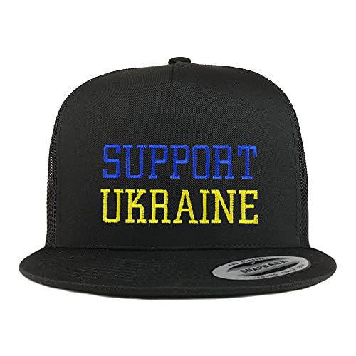 Trendy Apparel Shop Support Ukraine Embroidered 5 Panel Flatbill Trucker Cap