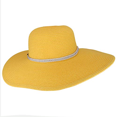 Trendy Apparel Shop Anchor Decorated Band Paper Braid Wide Brim Sun Hat