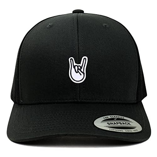 Trendy Apparel Shop Rock On Patch 6 Panel Retro Baseball Mesh Cap