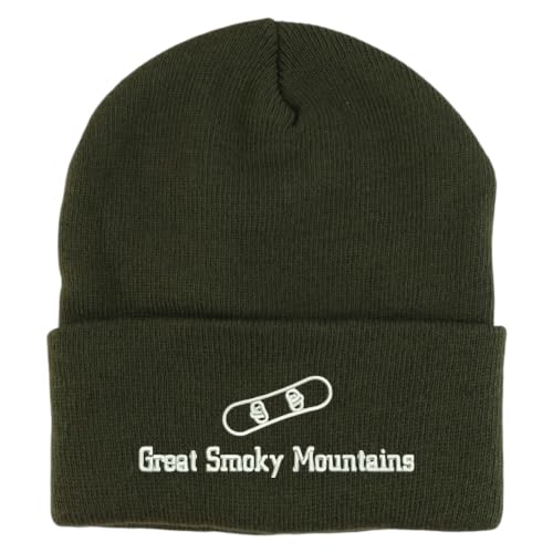 Trendy Apparel Shop Great Smoky Mountains Snowboard Logo Embroidered Long Cuff Beanie