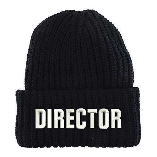 Trendy Apparel Shop Director Embroidered Long Cuffed Thick Ribbed Knit Beanie
