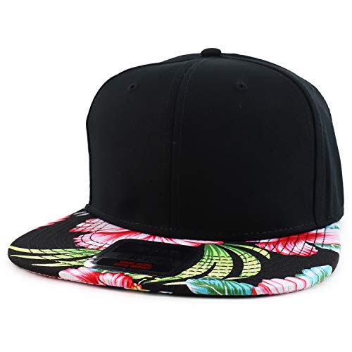 Trendy Apparel Shop Cotton Twill Hawaiian Design Flatbill Snapback Cap
