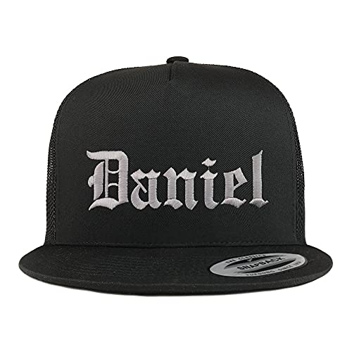 Trendy Apparel Shop Daniel Old English 5 Panel Flatbill Trucker Cap
