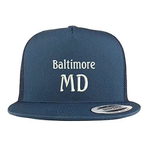 Trendy Apparel Shop Baltimore MD Embroidered 5 Panel Flatbill Trucker Cap