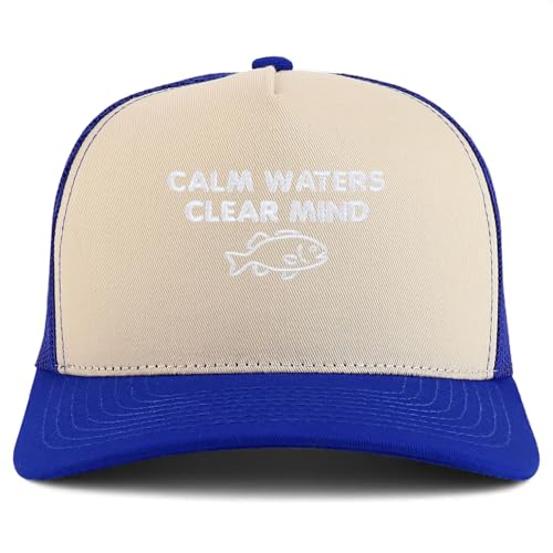 Trendy Apparel Shop Calm Waters Clear Mind Embroidered 5 Panel Snapback Trucker Cap