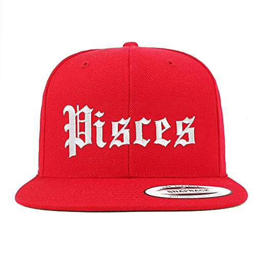 Trendy Apparel Shop Pisces Old English Embroidered Flatbill Snapback