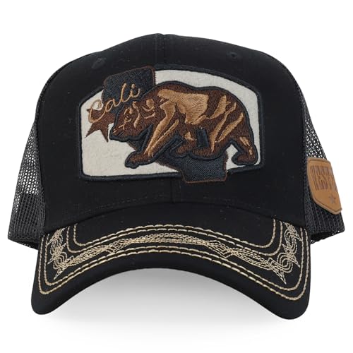 Trendy Apaprel Shop Cali Bear Embroidered Western Trucker Cap