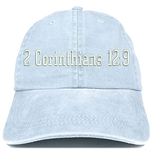 Trendy Apparel Shop 2 Corinthians 12:9 Washed Pigment Dyed Baseball Cap
