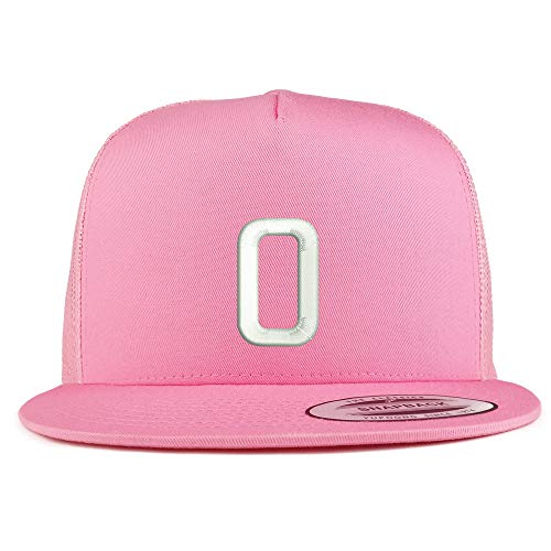 Trendy Apparel Shop Number 0 Embroidered 5 Panel Flatbill Trucker Mesh Cap
