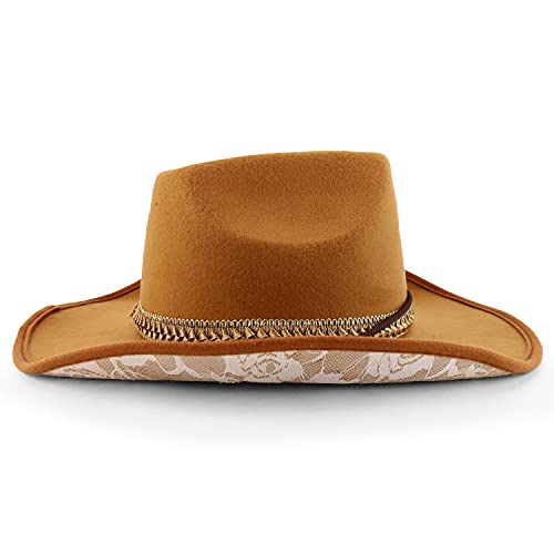 Trendy Apparel Shop Halloween Costume Classic Western Style Cowboy hat with Chin Strap