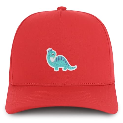Trendy Apparel Shop Brontosaurus Dinosaurus Patch Cotton 5 Panel Structured Snapback Cap