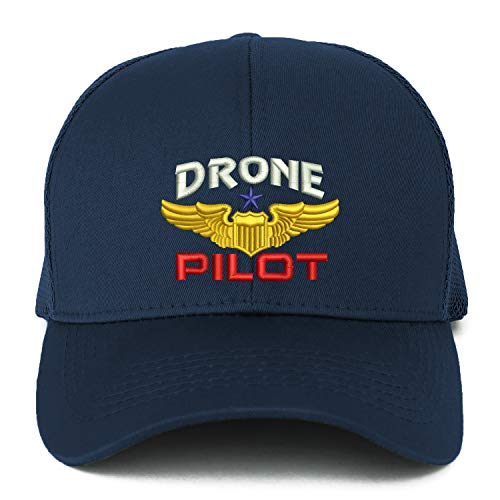 Trendy Apparel Shop XXL Drone Operator Pilot Embroidered Structured Trucker Mesh Cap