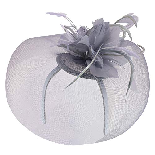 Trendy Apparel Shop Feather Flower Wide Netting Fascinators Headband