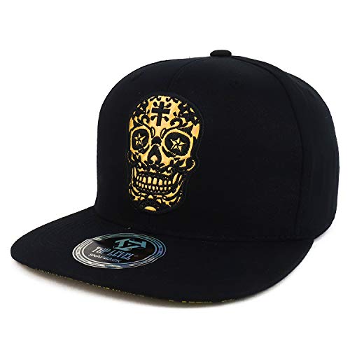 Trendy Apparel Shop High Frequency Skull Patch Flatbill Snapback Hat
