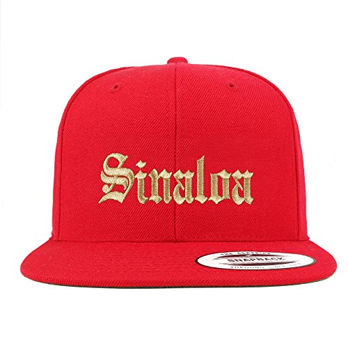 Trendy Apparel Shop Old English Sinaloa Gold Embroidered Flatbill Snapback Baseball Cap
