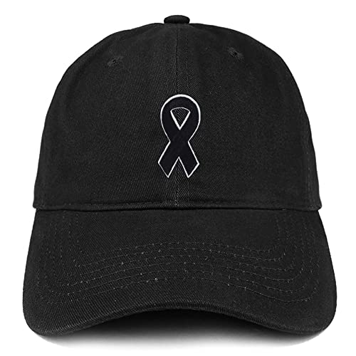 Trendy Apparel Shop Melanoma Awareness Black Ribbon Patch Low Profile Soft Cotton Baseball Cap
