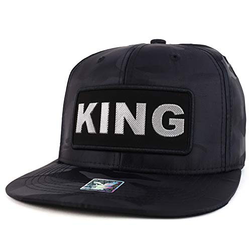 Trendy Apparel Shop King High Frequency Leather Patch Flatbill Baseball Cap