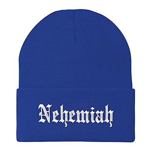 Trendy Apparel Shop Nehemiah Old English Embroidered Long Cuff Beanie