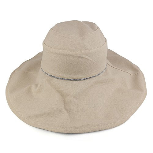 Trendy Apparel Shop Womens Reversible Cotton Linen Pinstripe Brim Hat