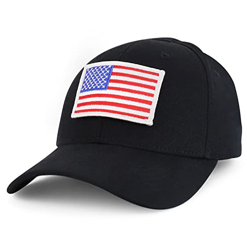 Trendy Apparel Shop White USA Flag Patch Tactical Cap, Fits Child to Adult 2XL