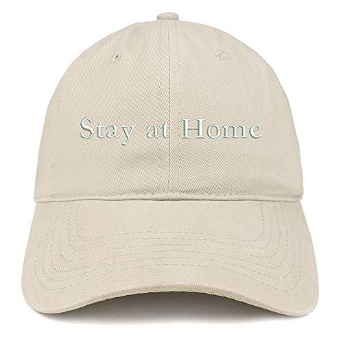 Trendy Apparel Shop Stay at Home Embroidered Soft Crown Cotton Cap