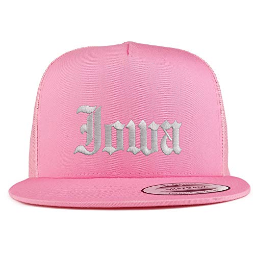 Trendy Apparel Shop Iowa State Old English 5 Panel Flatbill Trucker Mesh Cap