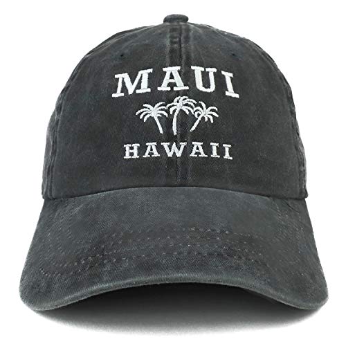 Trendy Apparel Shop Maui Hawaii with Palm Tree Embroidered Unstructured Baseball Cap