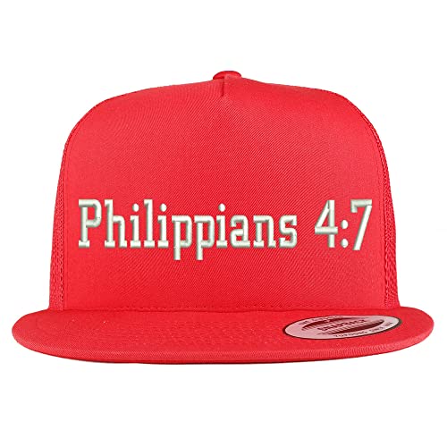 Trendy Apparel Shop Philippians 4:7 5 Panel Flatbill Trucker Cap