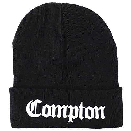 Trendy Apparel Shop Old English Font City Names Embroidered Cuff Long Beanie