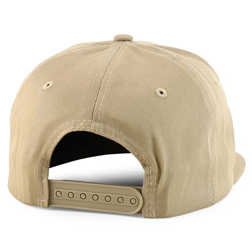 Trendy Apparel Shop 7 Panel Cotton Structured Flat Bill Camper Style Snapback Cap