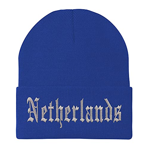 Trendy Apparel Shop Netherlands Old English Embroidered Long Cuff Beanie