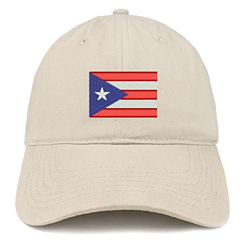 Trendy Apparel Shop Puerto Rico Flag Embroidered Soft Crown 100% Brushed Cotton Cap